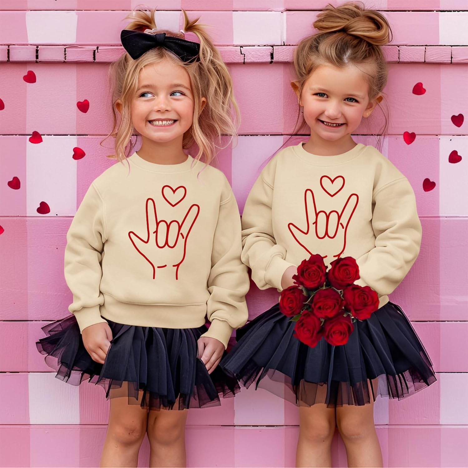 Toddler Baby Boy Girl Valentines Sweatshirt Red Love Heart Gesture Shirt Holiday Outfit Long Sleeve Tops Clothes - Image 4
