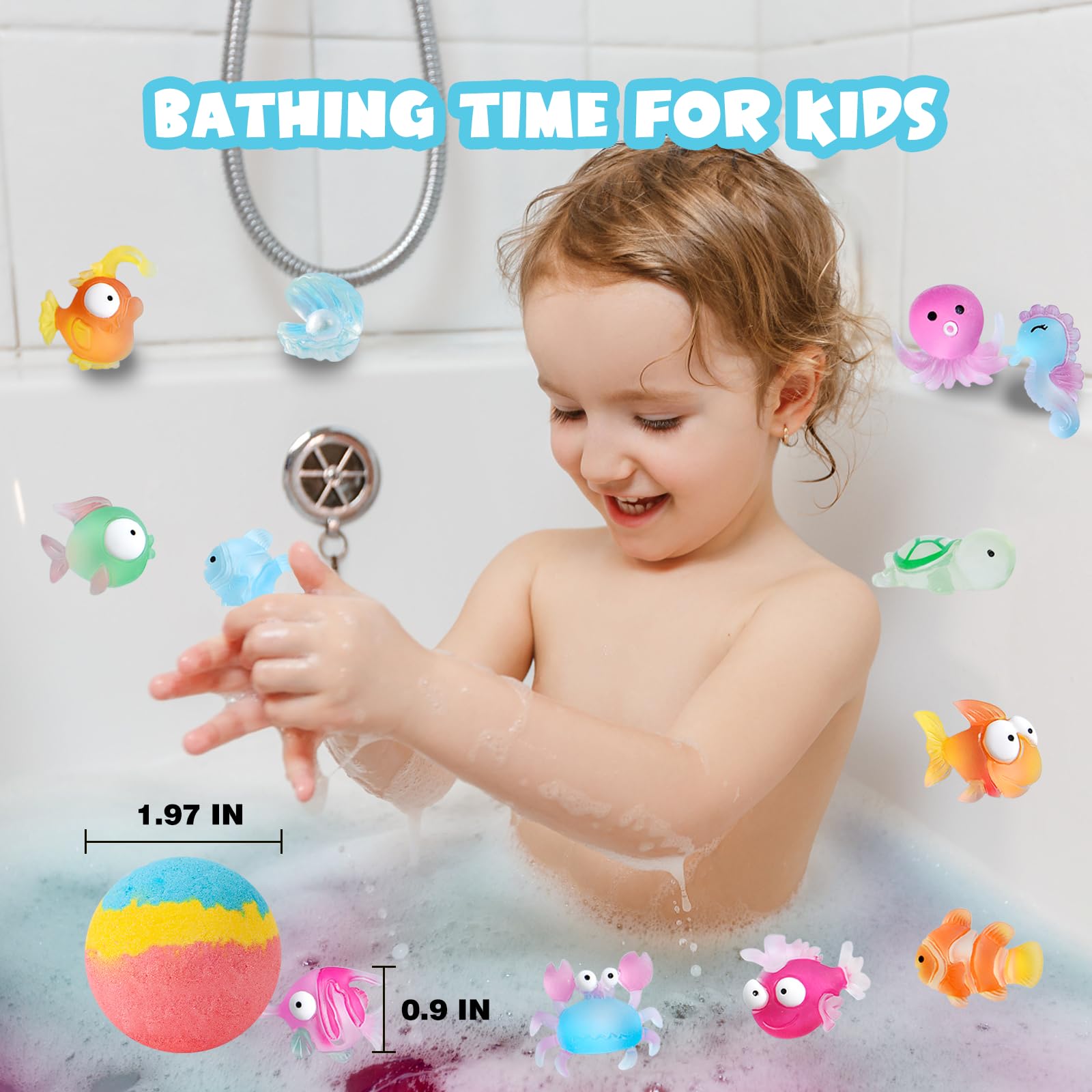12 x Bombe da Bagno di Kids, Giocattolo a Sorpresa All'interno, bombe da Bagno in Schiuma Organica Naturale, Regali per Ragazzi e Ragazze