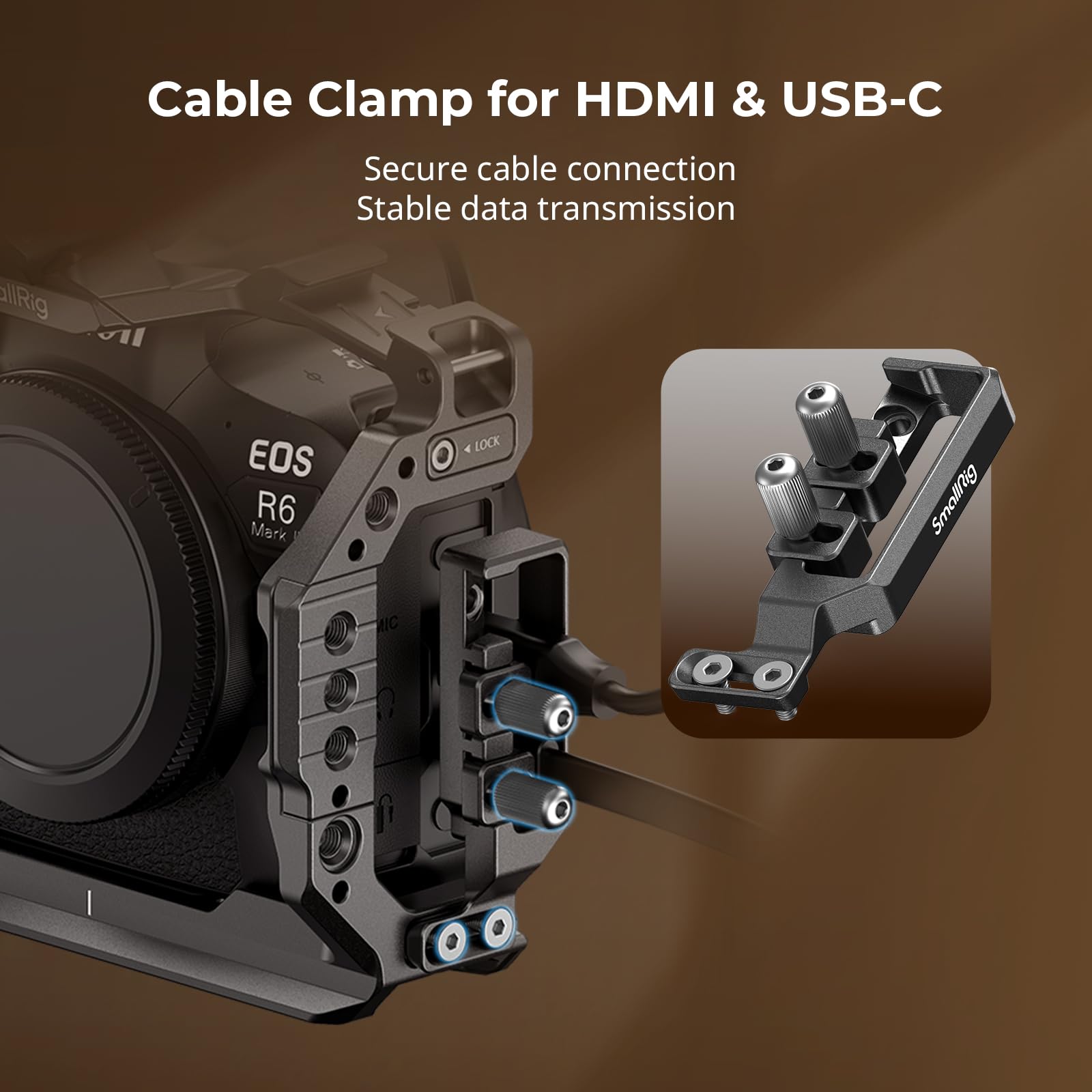 SMALLRIG R6 II Kit Cage per Fotocamera per Canon R6 Mark II, Gabbia Completa con Maniglia Superiore e Morsetto per cavi, Pattini Freddi Integrati e Guide NATO - 5197