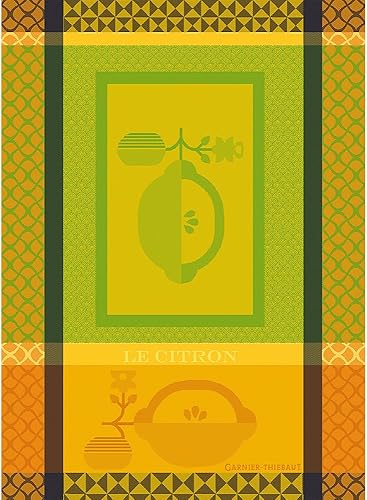 Garnier Thiebaut - Toalla de cocina francesa jacquard 100% algodón, colección de frutas (Le Citron Ocre)