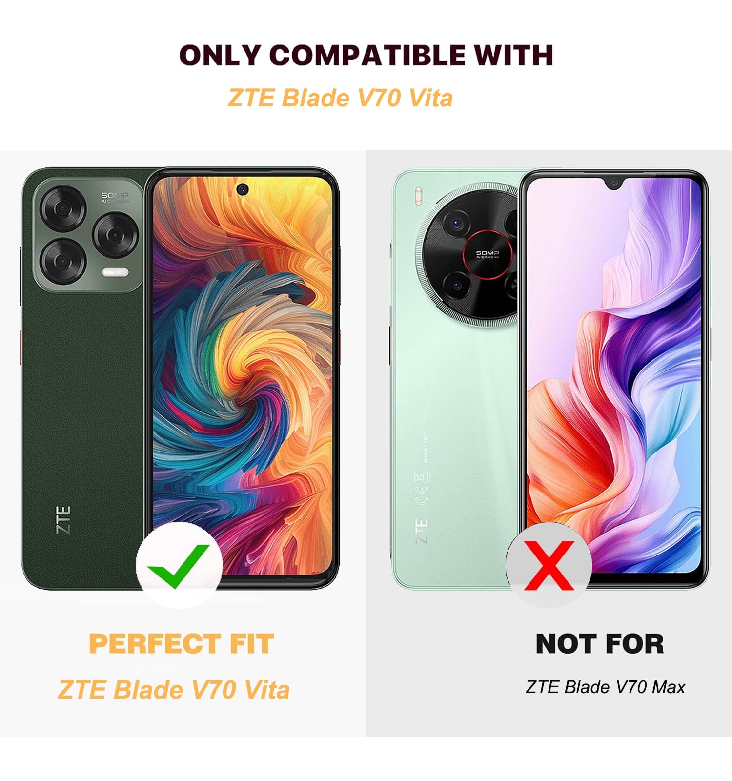 HGJTFANY Phone Case For ZTE Blade V70 (6.70") With [2 X Tempered Glass Protective Film], Black Shockproof Bumper Cover Ultra-thin Soft Silicone Case For ZTE Blade V70 - Marble - View #7