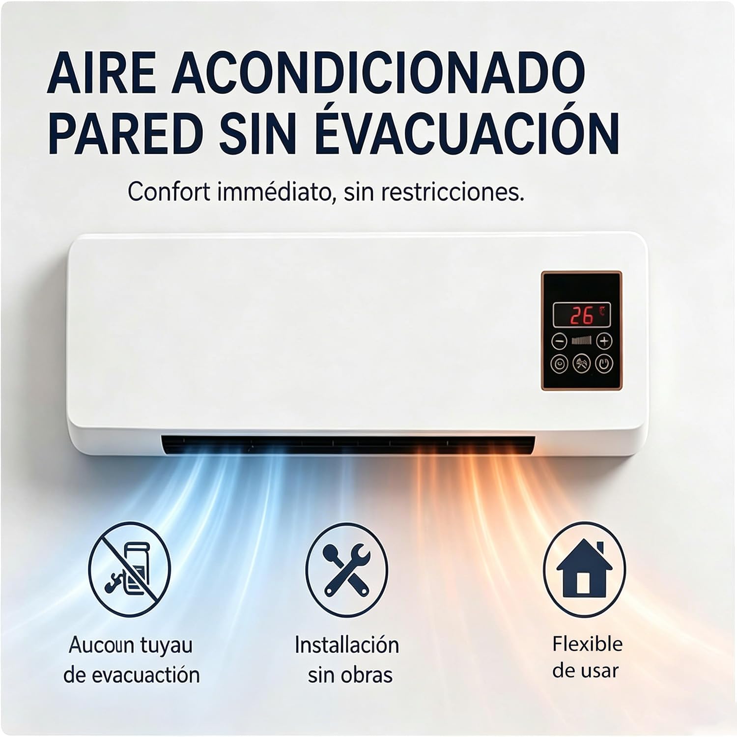 Aire Acondicionado Pared Sin Unidad Exterior, De Pared, FríO/Calor – Sin InstalacióN, Sistema AutóNomo, Temporizador De 8 Horas, Sistema Reversible De RefrigeracióN Y CalefaccióN Para El Hogar (A)