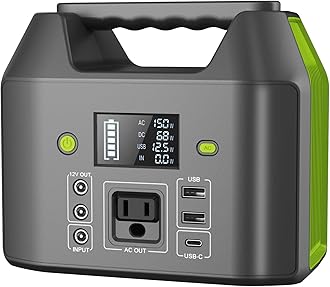 EnginStar Portable Power Station, 150W 155Wh Power Bank with 110V AC Outlet, 6 Outputs External Battery Pack Portable Backup Battery Laptop Charger with LED Light for Home Camping