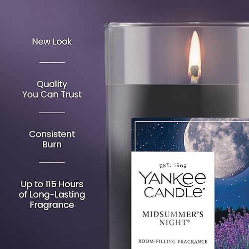Miniatura 3 de Yankee Candle - Vela en pilar, mediana, MidSummer's Night Signature, 404 g (14.25 onzas), color negro