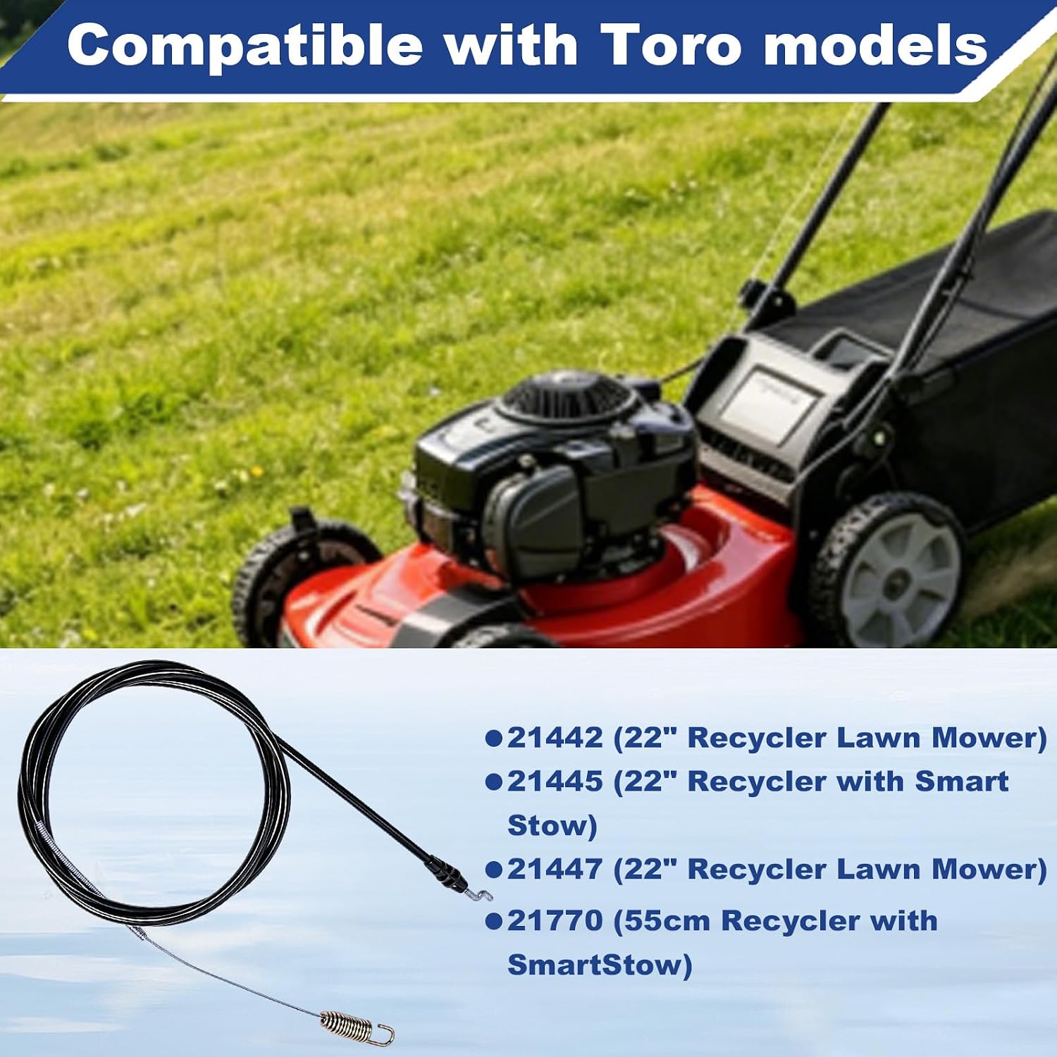 140-3947 Front Wheel Drive (FWD) Traction Cable - Compatible with Toro Recycler 22" Lawn Mowers Models 21442, 21445, 21447, 21770, Compatible with Toro Recycler 22 Parts