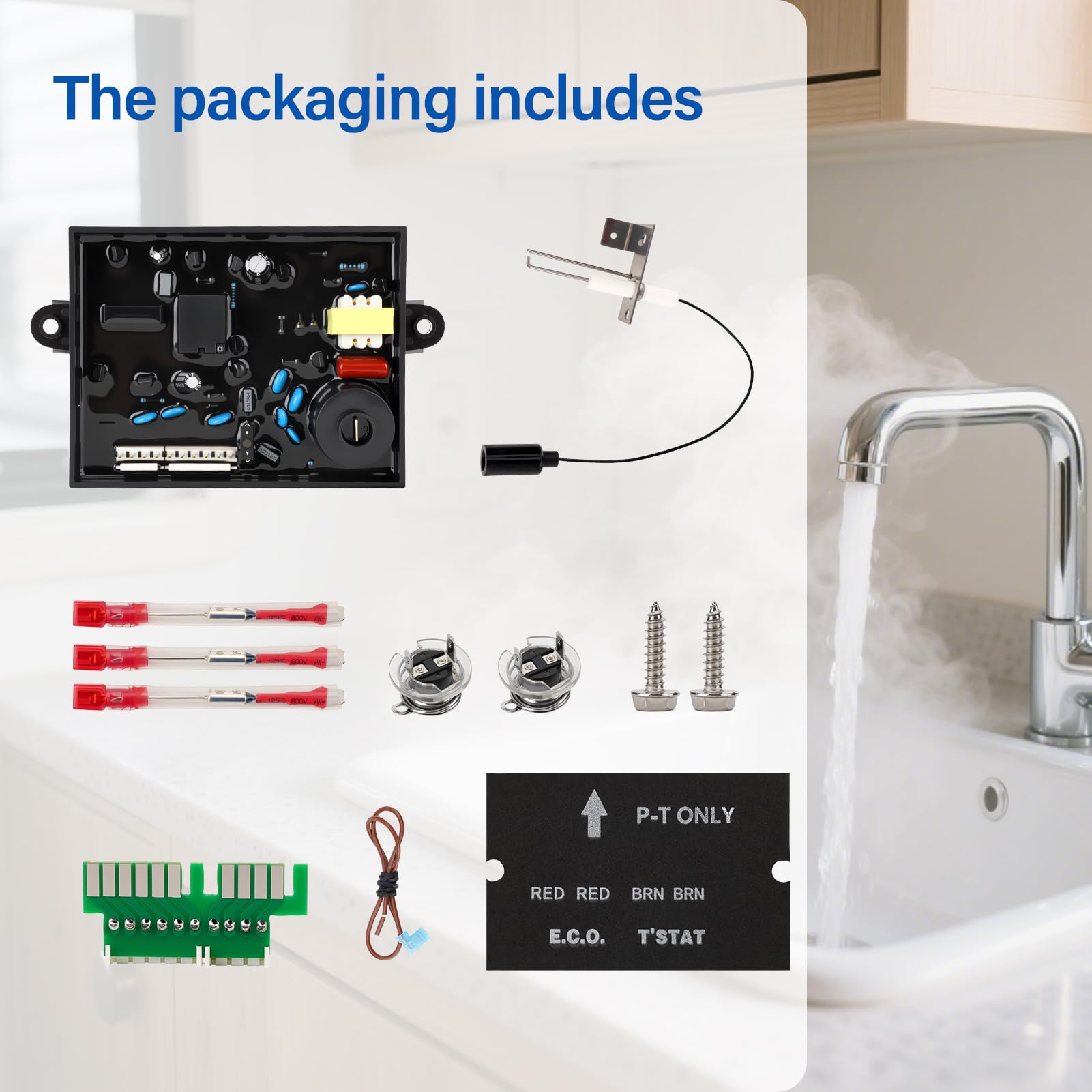 LOCOPOW Kit di parti di ricambio per scaldabagno RV 3 in1 per Atwood/Dometic, 91365 93305 Controllo/Circuito, 91447 Kit di taglio termico, 93868 Accenditore/elettrodo a scintilla