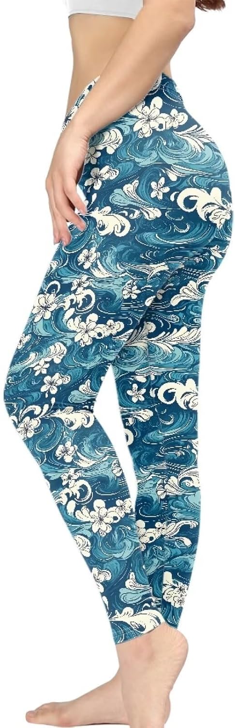 Mexican Skull Women's High Waisted Yoga Pants, Colorful Butterfly Tummy Control Pant Rose Letter Athletic Leggings