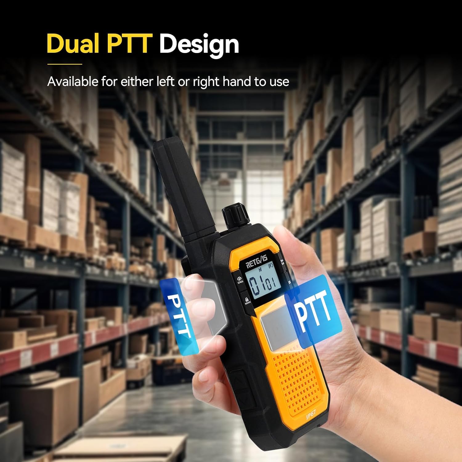 Retevis RB48 2 Way Radio Long Range, MIL-STD 810H Heavy Duty Walkie Talkies with Earpiece, Support VOX, Advanced Triple Proof, 2000mAh, NOAA, Vibration Reminder(6 Pack with Gang Charger)