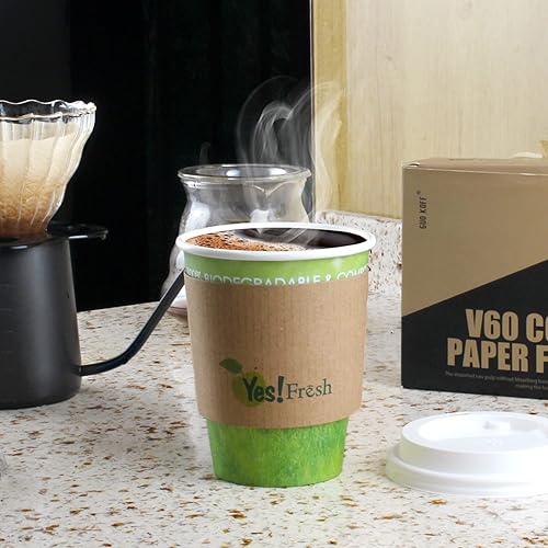Vista 11 de Yes!Fresh Diseño especial de hierba verde, taza de papel caliente desechable, respetuoso del medio ambiente, 100% biodegradable y compostable