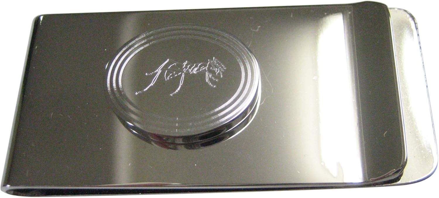 Kiola Designs Silver Toned Etched Oval Detailed Ant Bug Insect Money Clip