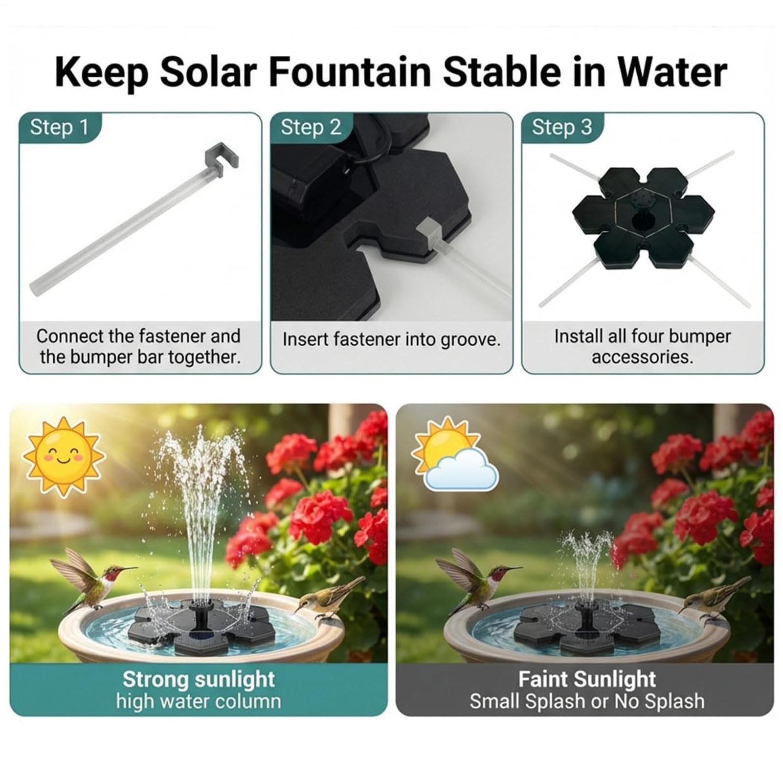 Fuente Solar Bomba Rociadora Flotante Portátil Ajustable