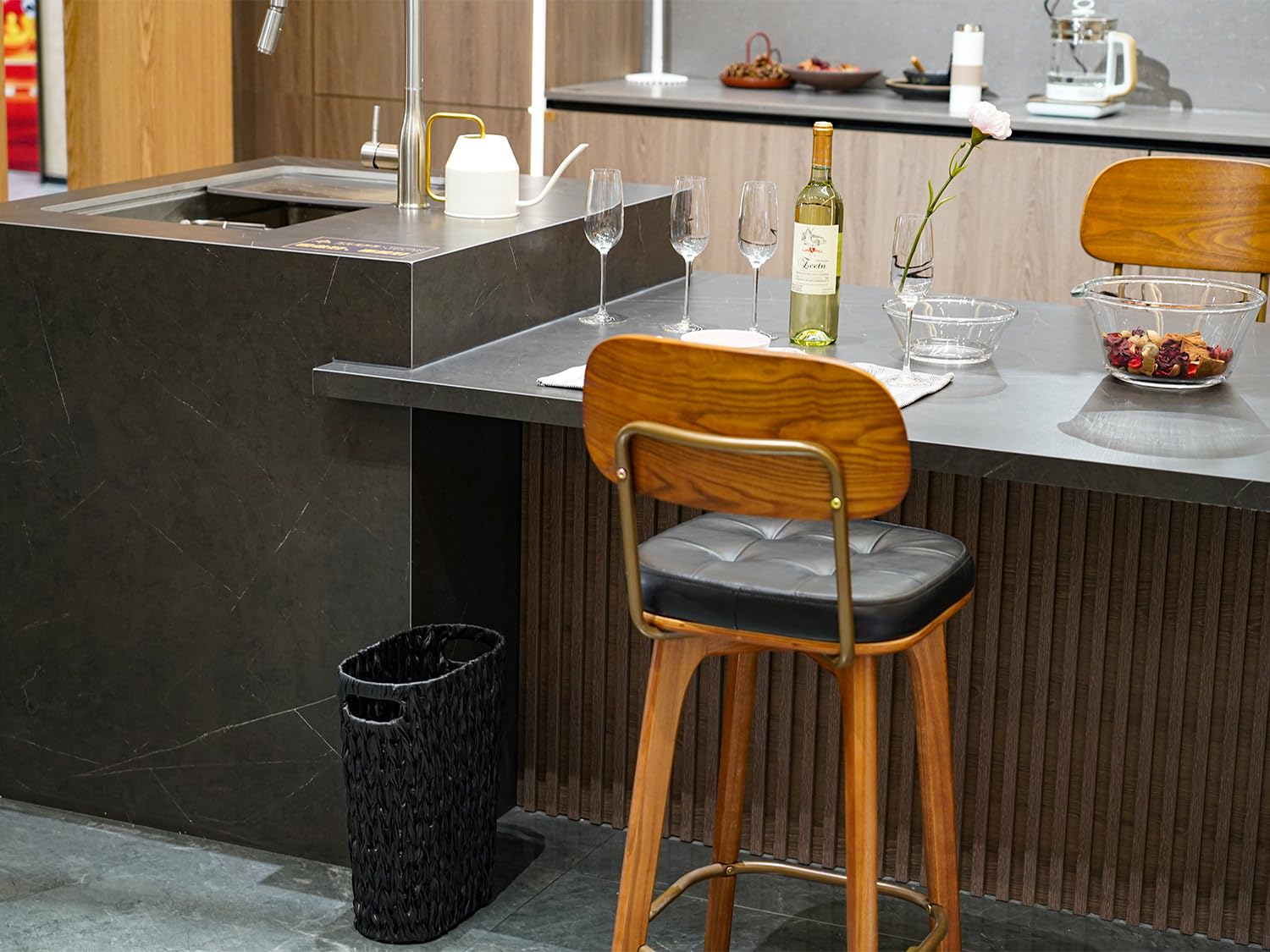 Coeusy Wicker Trash Can and Toilet Paper Storage Black