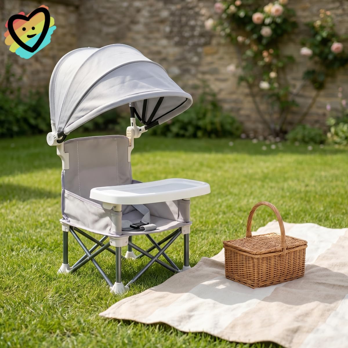 Little Bean Rehausseur Chaise Pliable Et Portable Pour Bebe Enfants Avec Plateau Amovible Pour Voyage et Repas Siège Pour Intérieure/extérieure (Beige)