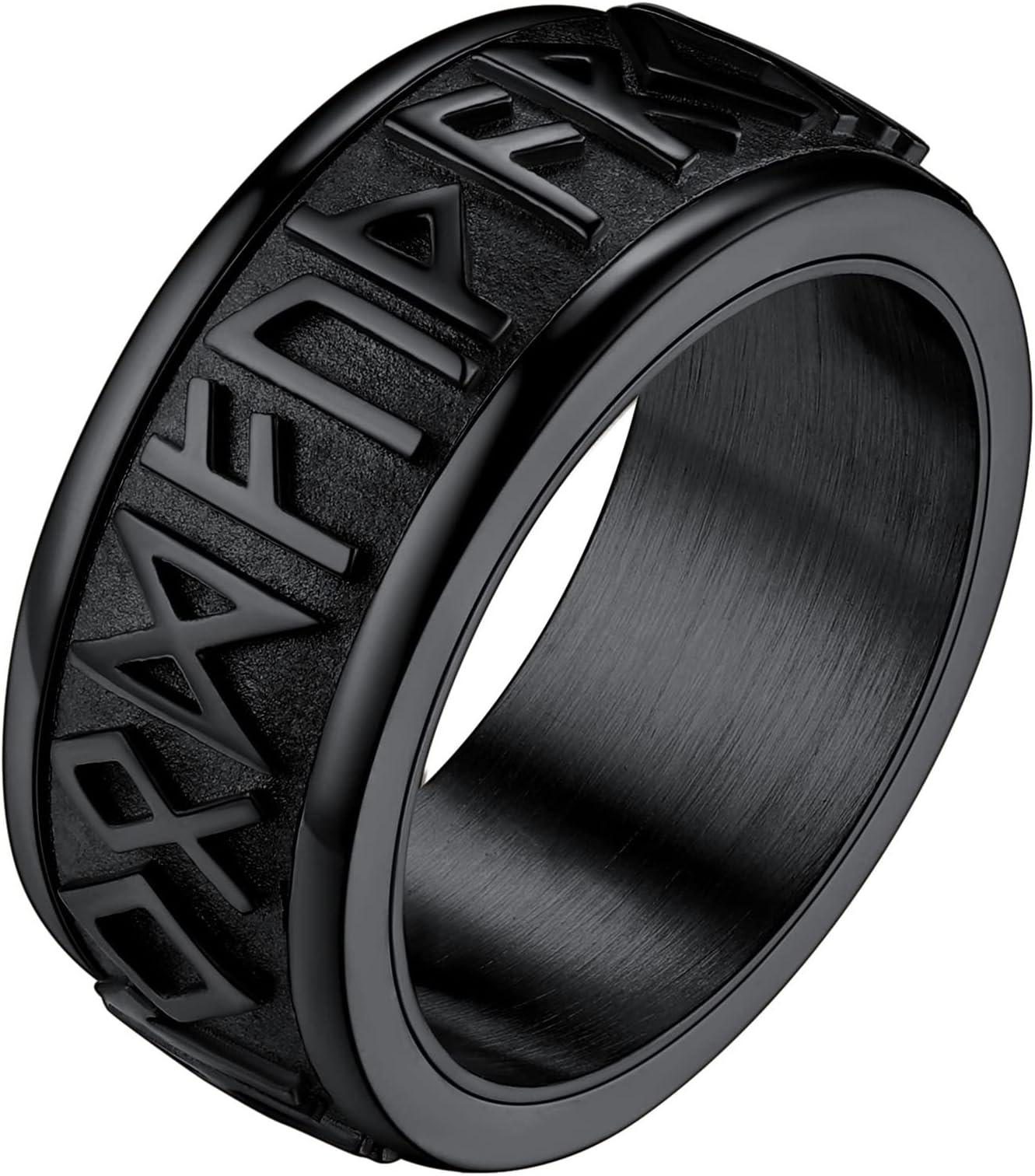 Viking Runes Spinner Ring, Man 316L Stainless Steel Rotating Anti-Stress Ring, Hip Hop Nordic Religious Protection Jewellery