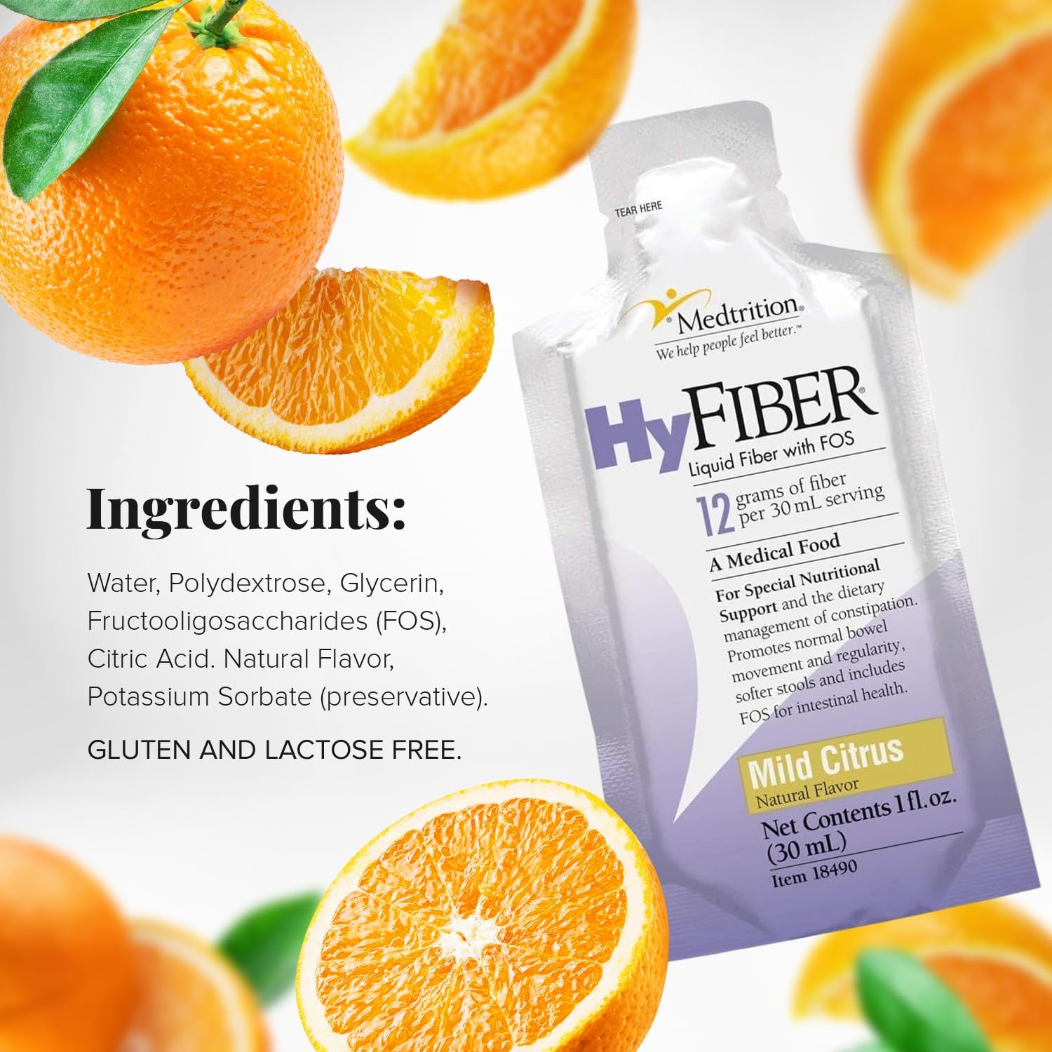 Medtrition HyFiber Daily Liquid Fiber for Regularity and Soft Stools, 12 Grams Soluble Fiber, 1 fl oz 25 Pack