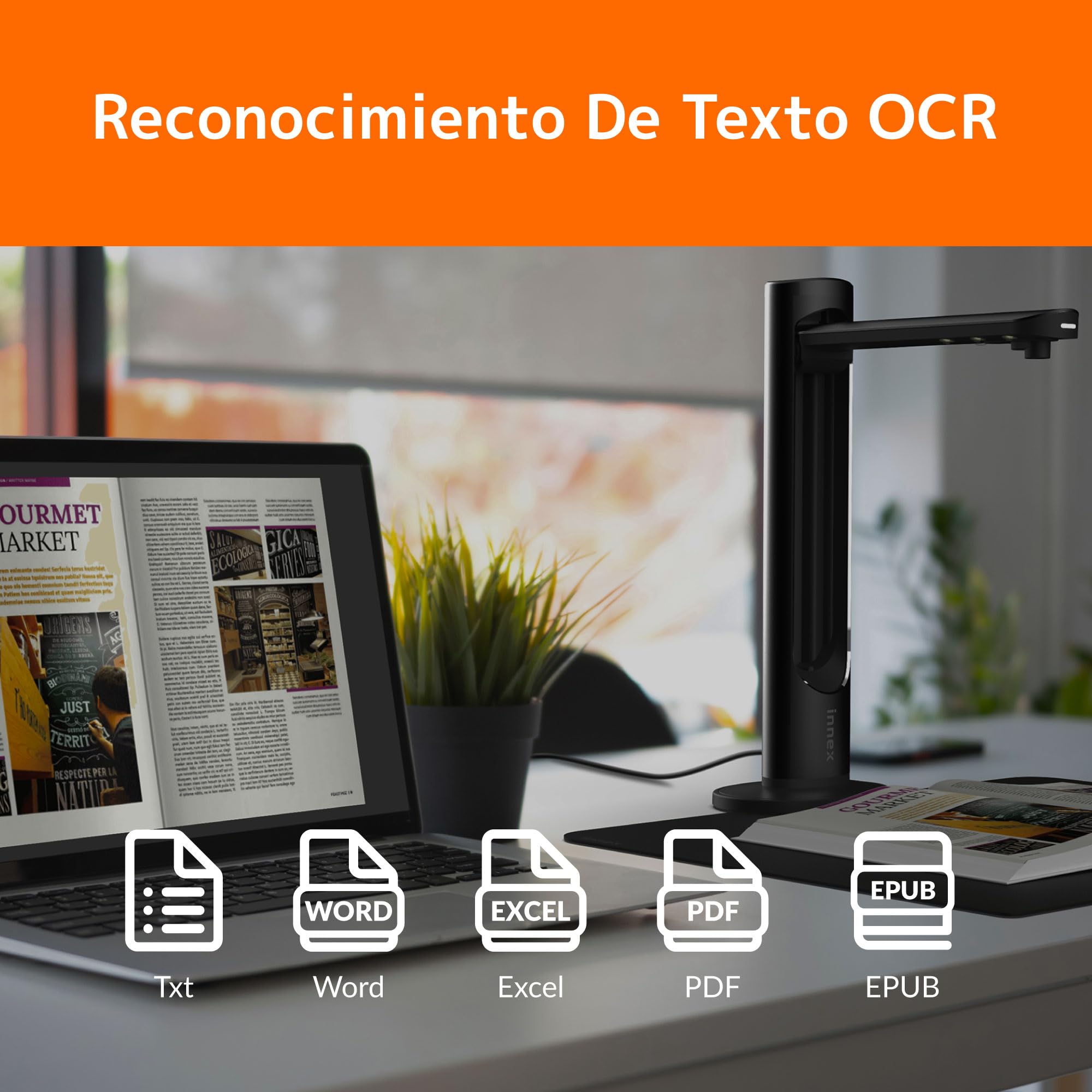Innex DS200 - Escáner profesional USB de libros, 20.1MP, escaneo A3, OCR de más de 120 idiomas, aplanado automático, dedo eliminado, micrófono integrado