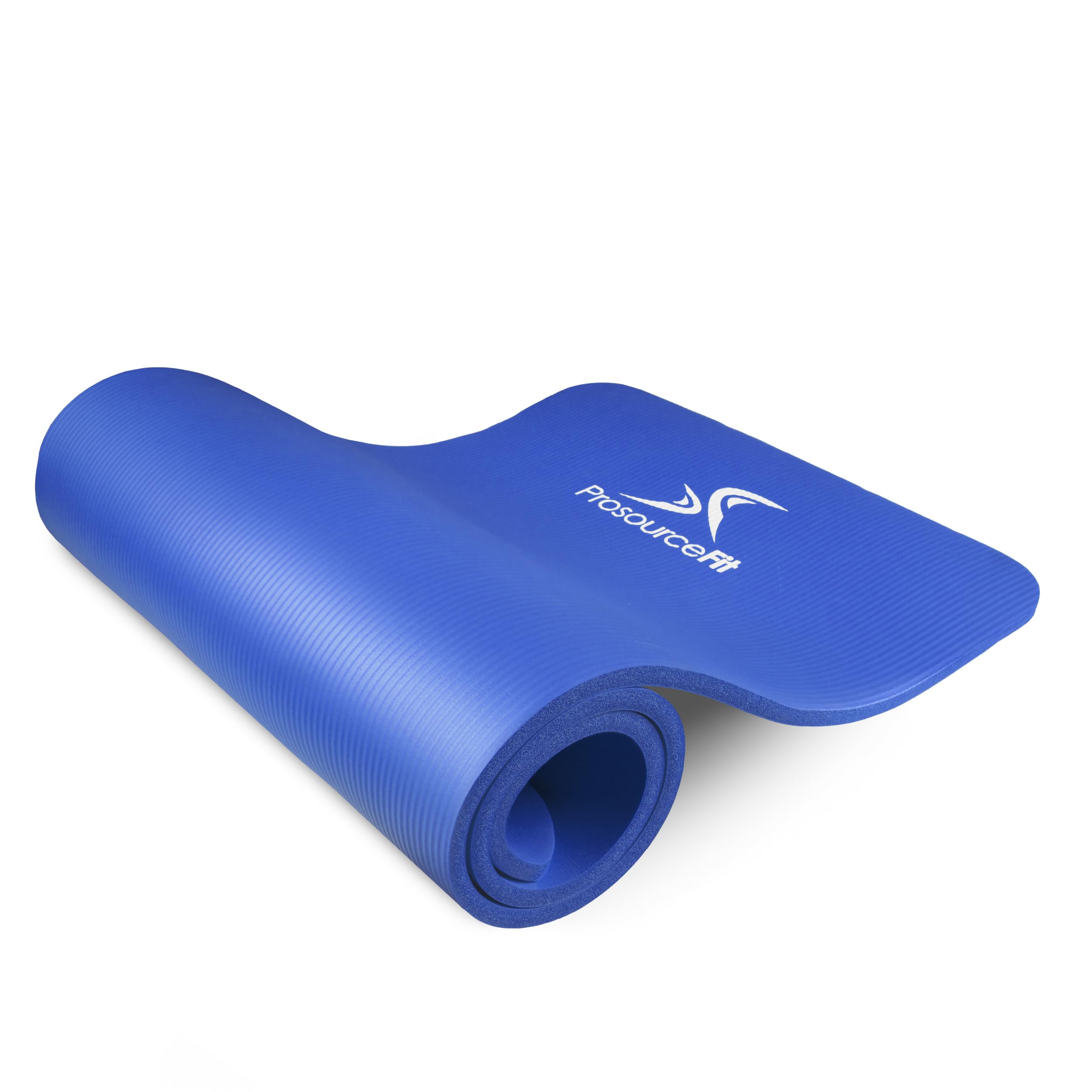 Prosource Fit Premium Yoga Mat 71" High Density 1/2" Thick Comfort Foam with Carry Strap for Pilates, Fitness, Stretching, Home Workout, Blue, Yoga Classroom, Gym