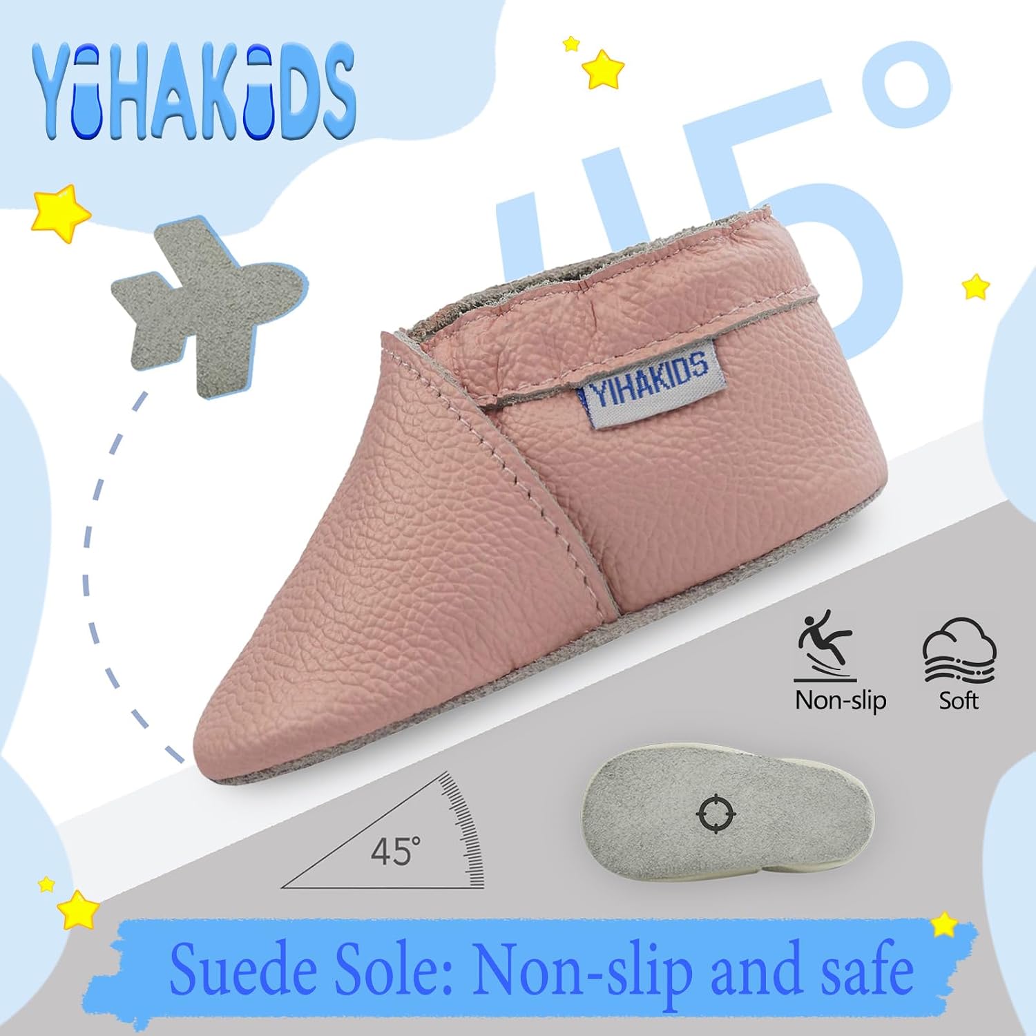 YIHAKIDS Baby Leather Shoes First Walking Moccasins Infants Boys Girls Soft Sole Toddler Crawling Slippers