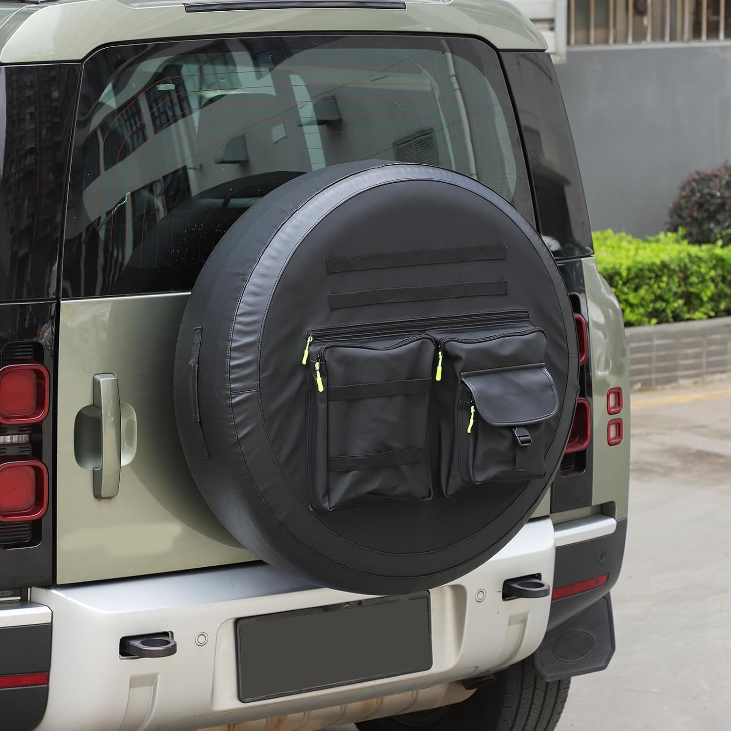PIUGILH Spare Tire Cover Storage Bag Compatible with Land Rover Defender 90 110 130 2020-2026, Tailgate Spare Tire Cover Cargo Organizer Bag