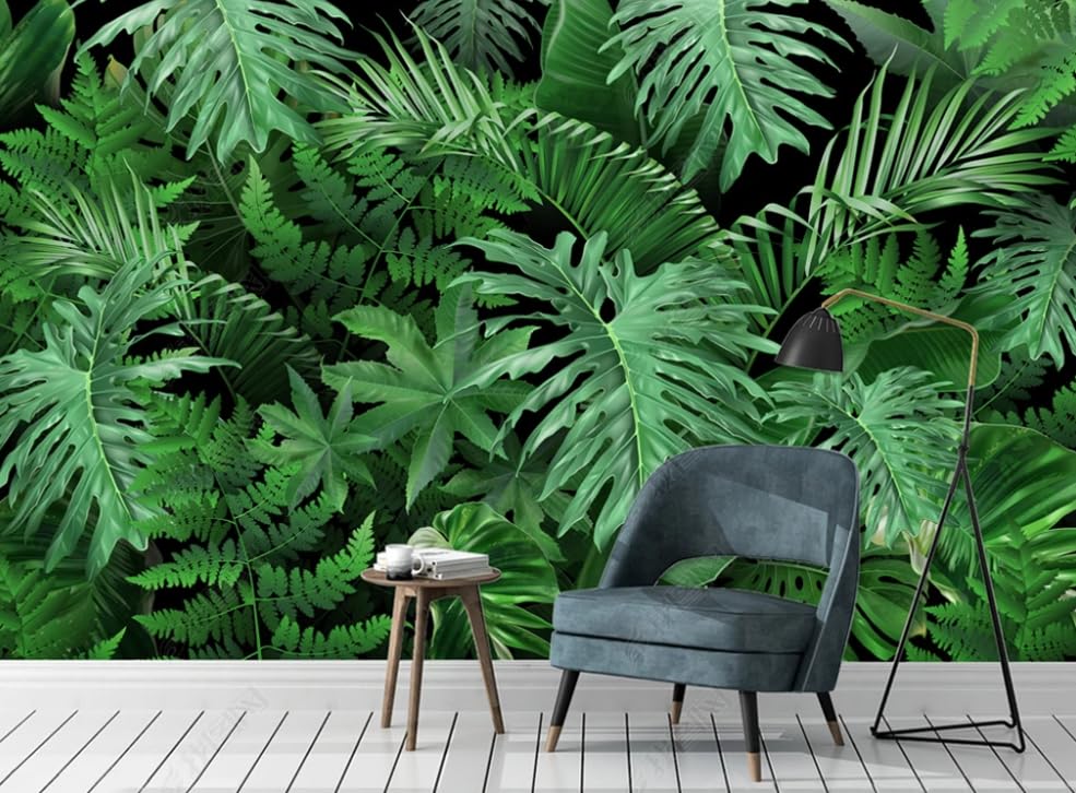 Papier peint intissé feuilles de tortue tropicale grand format 250x175 cm pour décoration murale