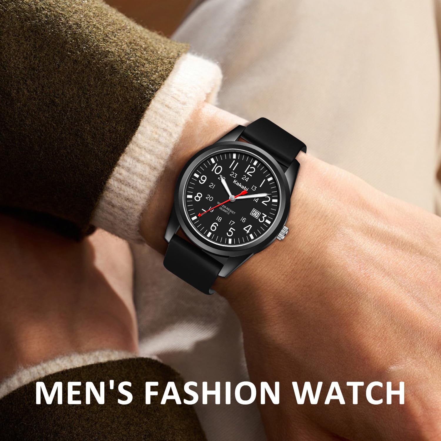 Reloj de pulsera unisex para hombre, estilo militar, deportivo, analógico, de cuarzo, casual, con cómoda correa de silicona, 24 horas, resistencia al agua hasta 30 m