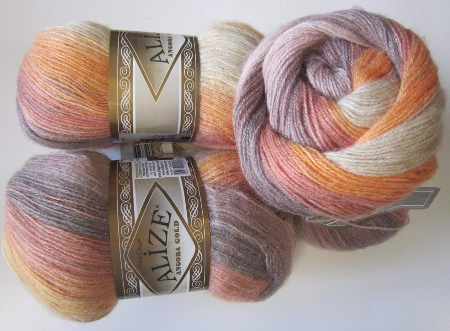 20% Wool 80% Acrylic Soft Yarn Alize Angora Gold Batik Thread Crochet Lace Hand Knitting Turkish Yarn Lot of 4skn 400gr 2408yds Color Gradient (4741)