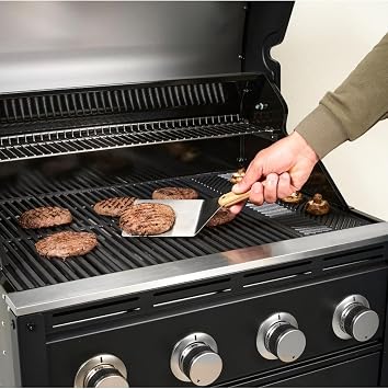 IKEA 30 cm Paslanmaz Çelik Izgara Hamburger Spatulası, Ahşap Sap, Barbekü Mangal Spatulası