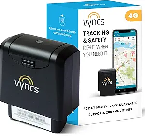 Vyncs - GPS Tracker for Vehicles, [No Monthly Fee], 4G LTE, Vehicle Location, Trip History, Driving Alerts, GeoFence, Fuel Economy, OBD Fault Codes, USA-Developed, Family or Fleets