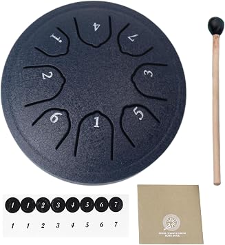 Miwayer 4.5 Inch Steel Tongue Drum - 8 Notes Handpan for Outdoor, Meditation, Yoga & Chakra Healing - Rain Chime Sound for Garden, Camping & Music Education Navy Blue