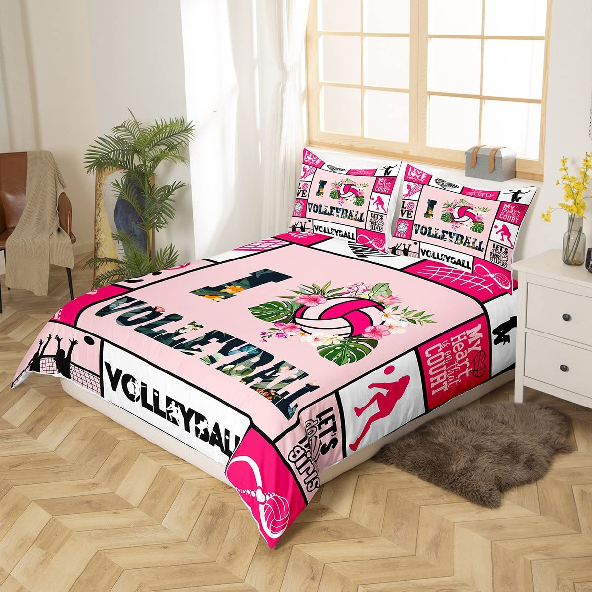 Manfei Volleyball Duvet Cover Set Single Size, Sports Theme Comforter Cover with 1 Pillowcase - Image 2