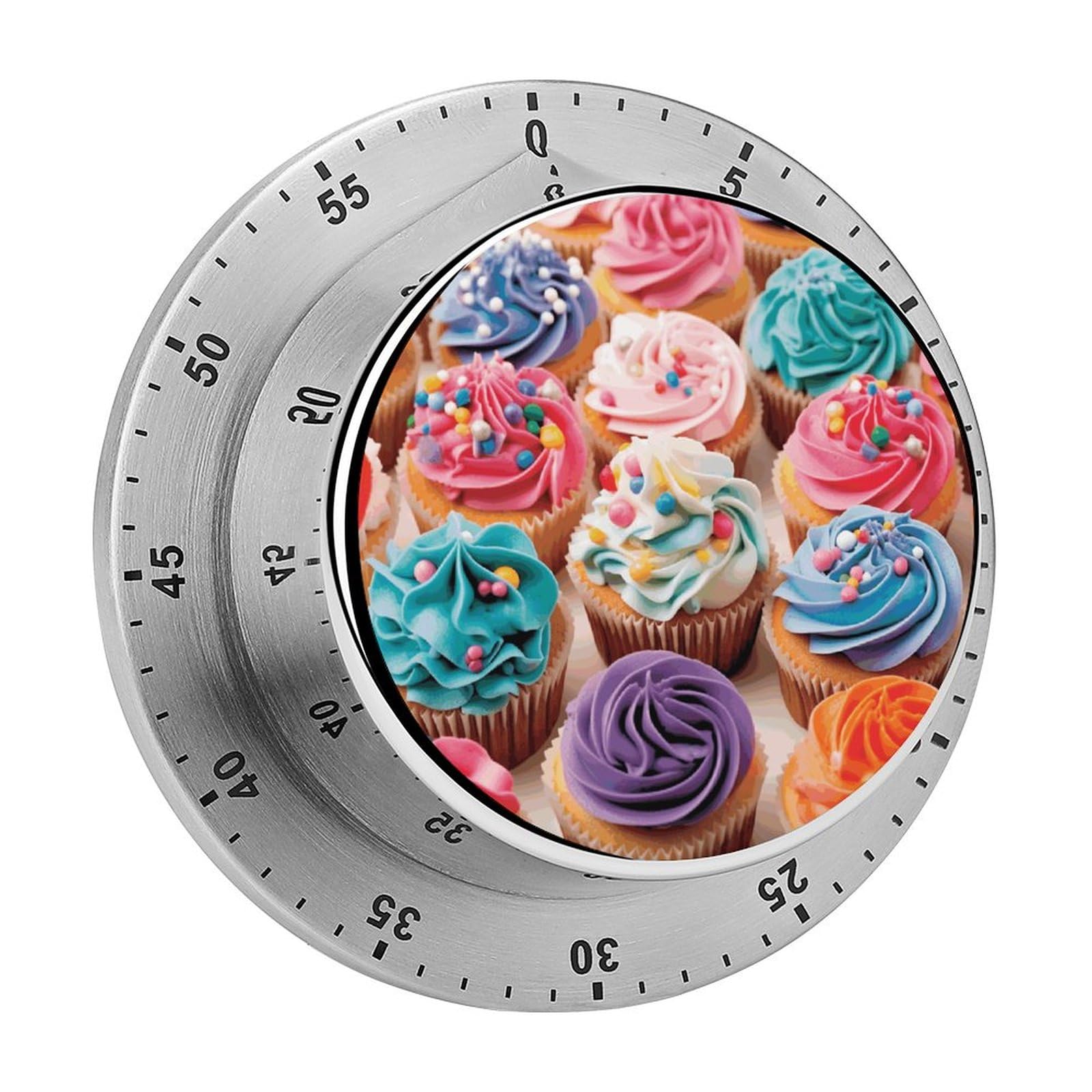 Birthday Cupcakes Printed Waterproof Christmas Timer with Loud Alarm Outdoor Timer for Cooking Exercise Baking