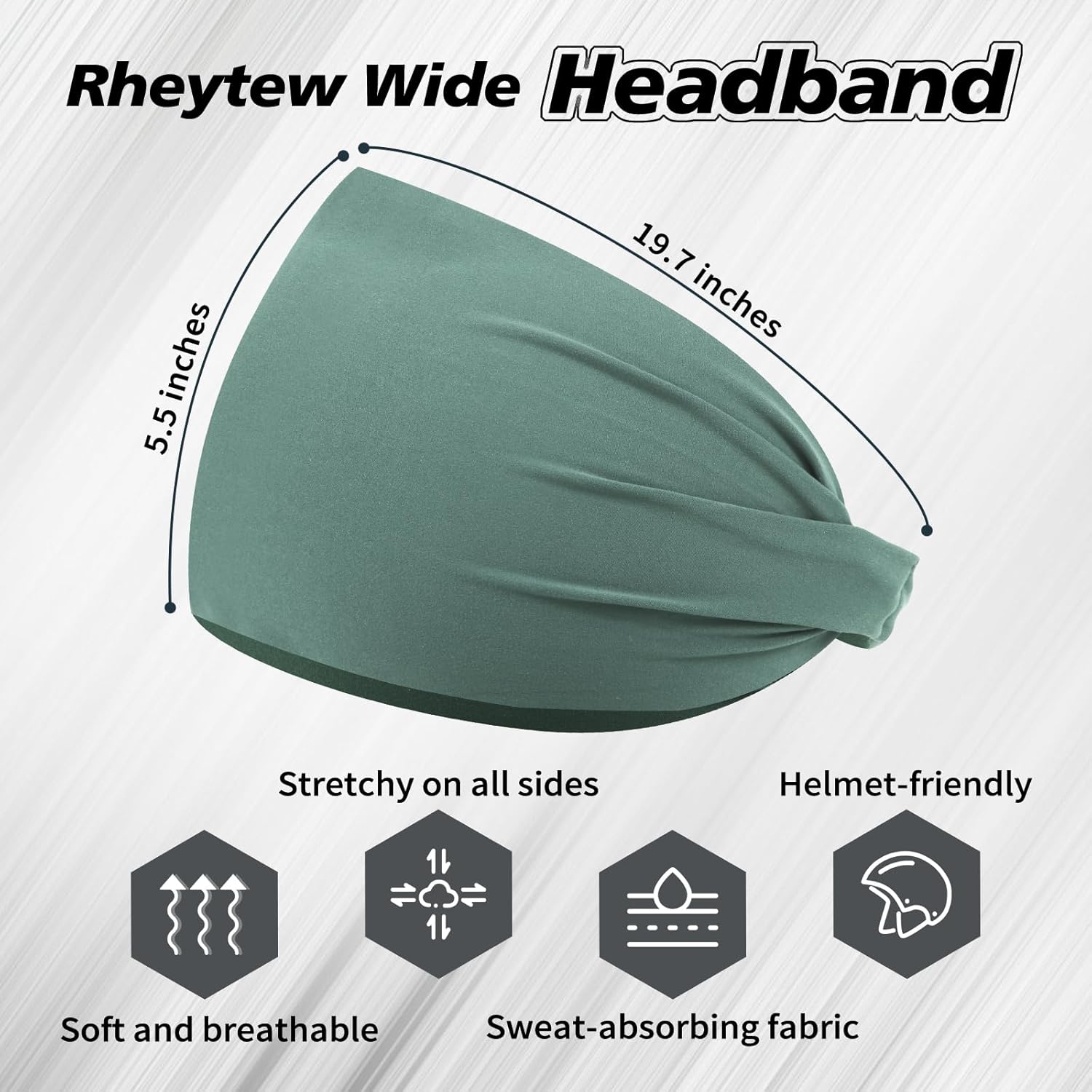 Wide Headbands for Men, Men’s Headbands for Long Hair, Head Bands for Men for Workout, Running, Baseball, Football, Tennis, Basketball, Softball, 8 Pieces - Image 6