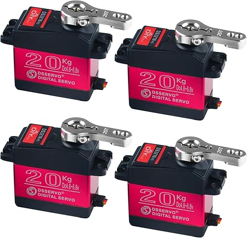4 juegos de 44.1 lbs DS3218 Servo digital de gran par 180 grados con 25T servo brazo completo metal engranaje RC juguetes DIY modelo resistente al