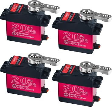DS3218 Digital Servo 20KG Large Torque 180 Degree with 25T Metal Servo Arm, 4 Sets