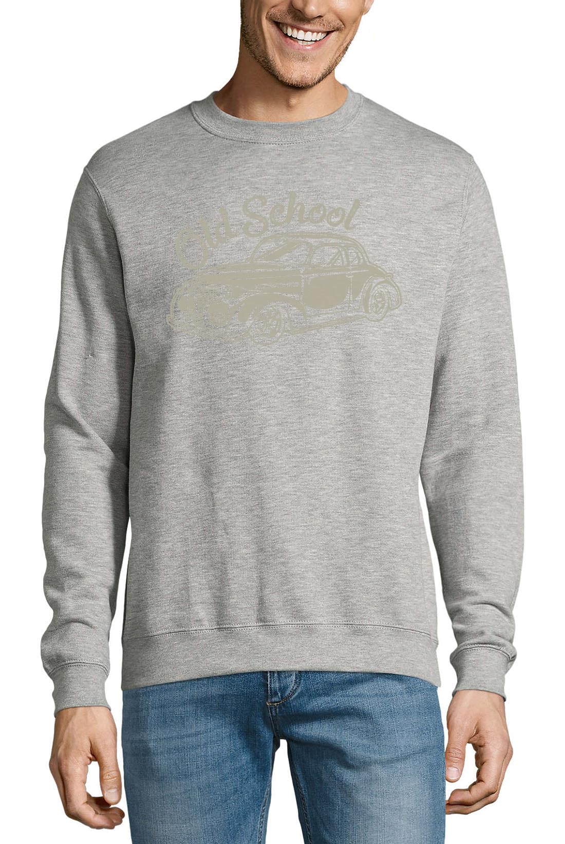 Old School Car Graphic Pull en coton Gris XS