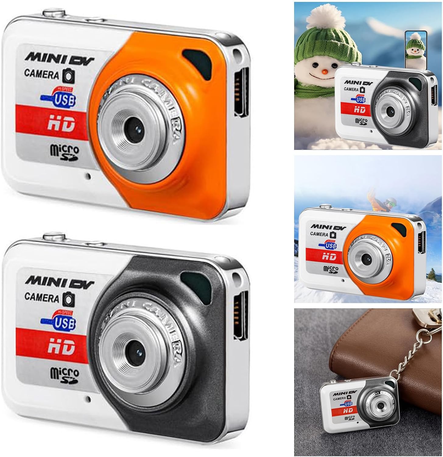 Pocket Pixel Key Chain Camera, Mini DV Camera, Small HD VideoCamera Recorder Motion Detection Support 32G Memory, USB MiniCamera Keychain Video Recorder for Webcam (2 Colour)