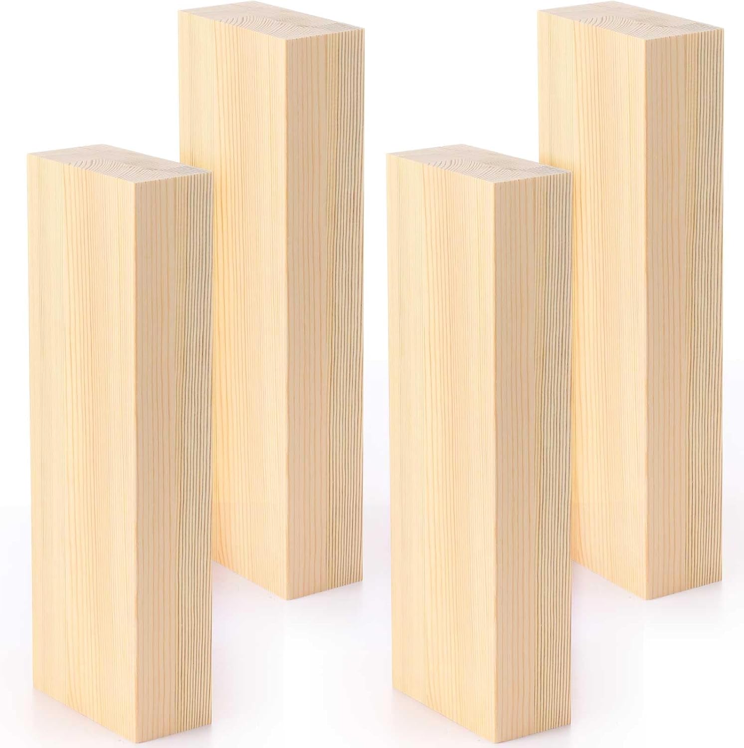 Landical 4 Pack Pine Wood Carving Blocks 12 x 4 x 2 Inch Unfinished Whittling Wooden Blocks for Beginners Home Christmas DIY Arts Supplies