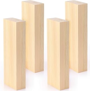 Landical 4 Pack Pine Wood Carving Blocks 12 x 4 x 2 Inch Unfinished Whittling Wooden Blocks for Beginners Home Christmas DIY Arts Supplies