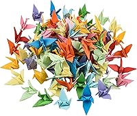 WANDIC 100 Handmade Origami Paper Cranes Garland - Multicolor Folded Cranes for Wedding Party Backdrop Home Decor