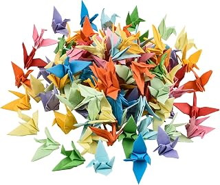 WANDIC 100 Handmade Origami Paper Cranes Garland - Multicolor Folded Cranes for Wedding Party Backdrop Home Decor