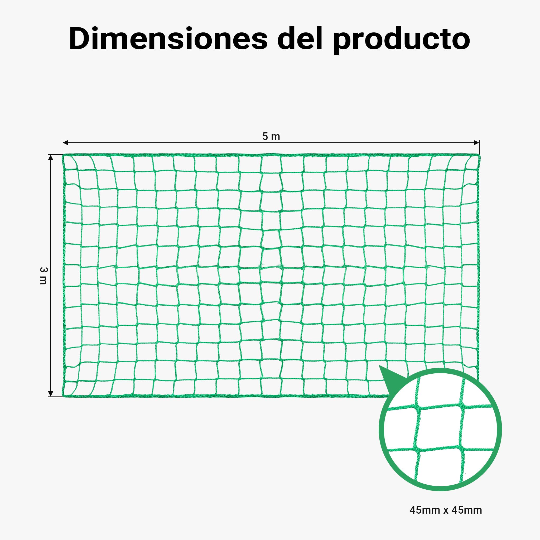 Wiltec Red para Remolque 5 x 3 m Red de transporta para asegurar Carga Equipaje Red sujeción de cargamento Malla 45 x 45 mm