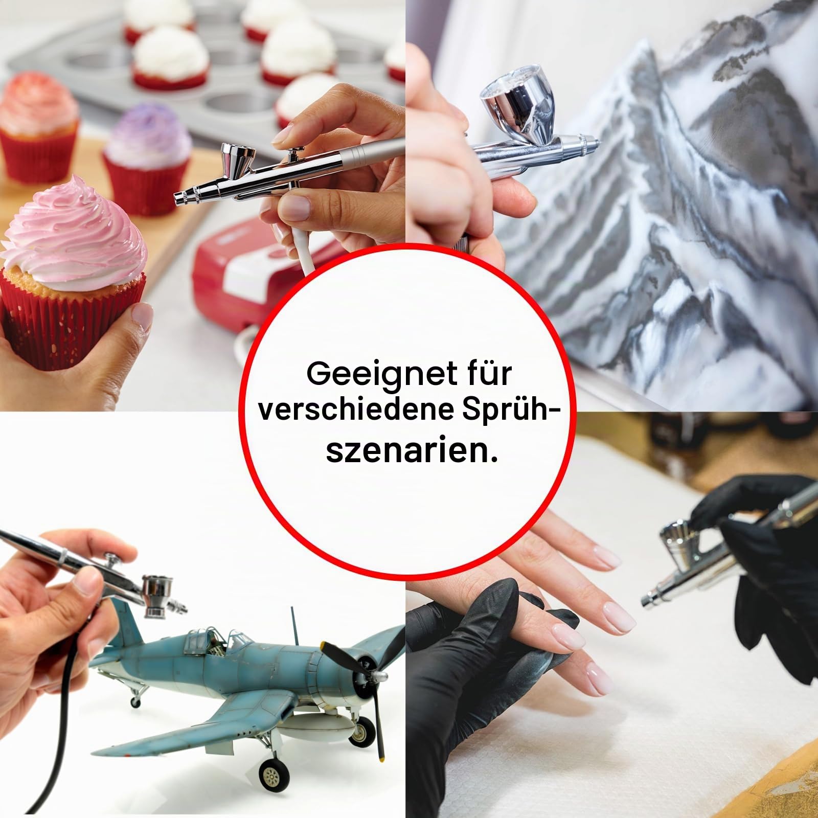 Airbrush Kit AS186 AS 186 mit Kompressor mit Tank + 2 x Double Action Airbrush + Schlauch