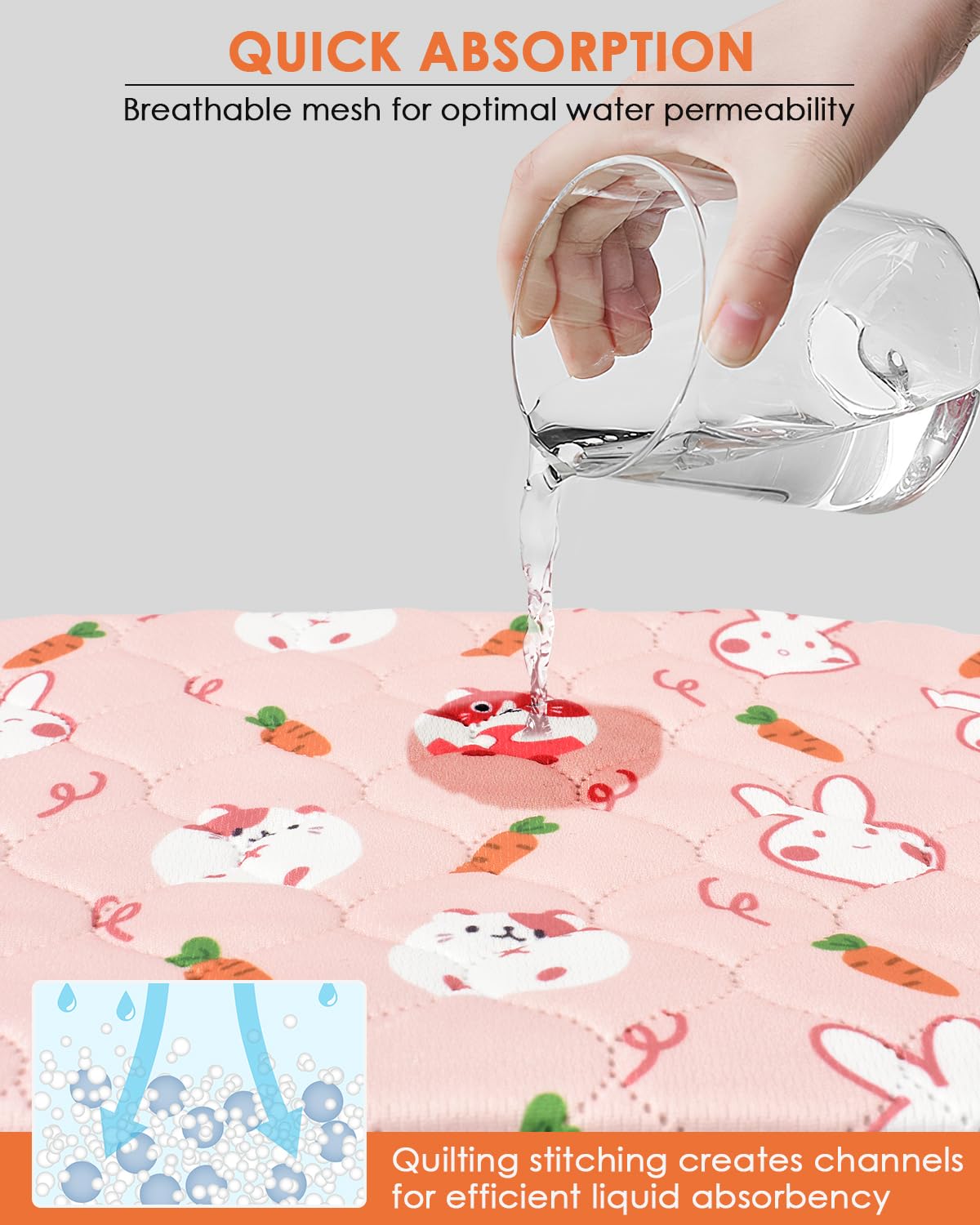 Meerschweinchen-Käfigeinlagen – 4 Stück, Waschbar, Saugfähig, Wasserdicht, 121,9 X 61 Cm, Für Kleintiere