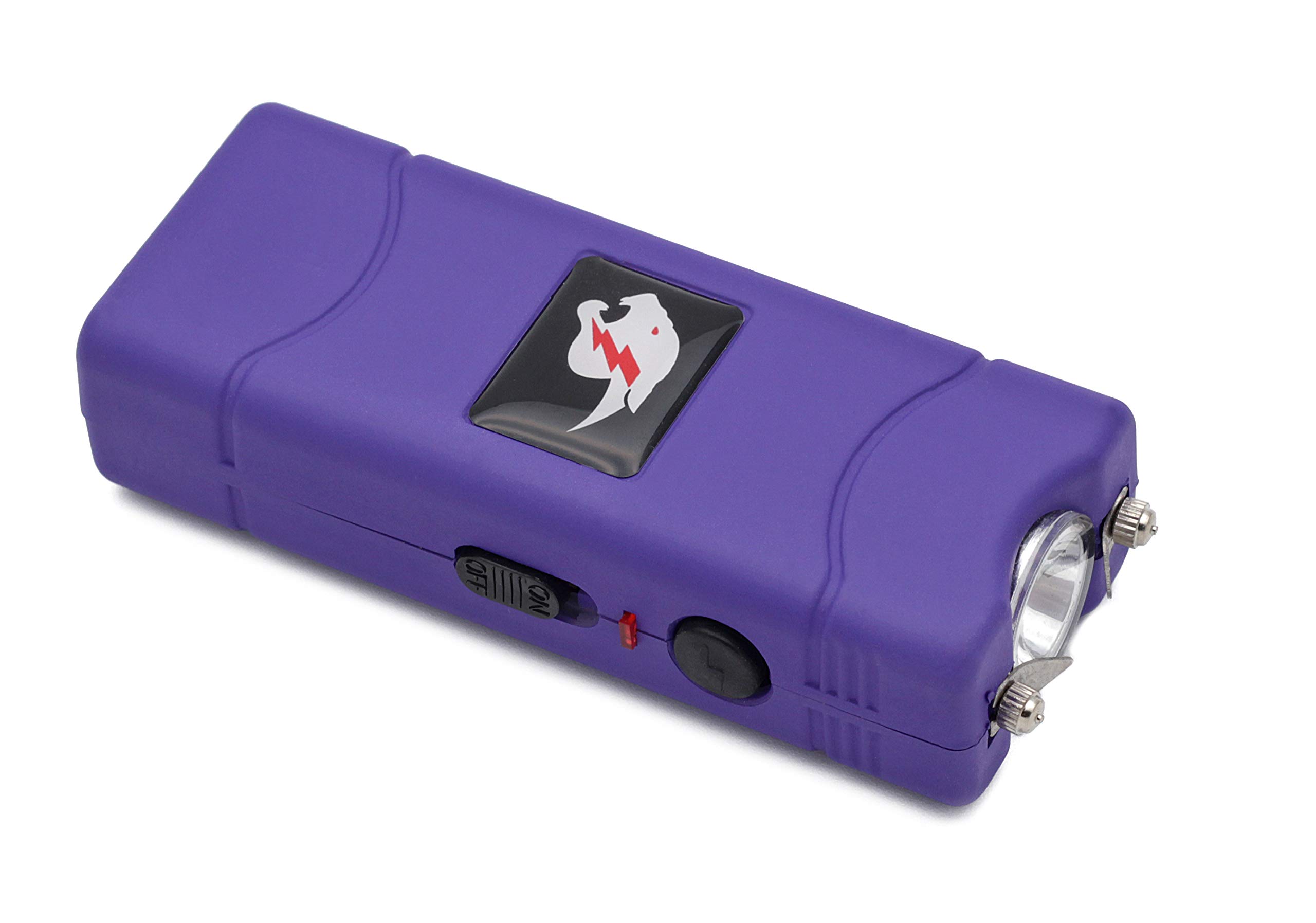 Mini Stun Gun Pepper Spray Combo for Self Defense - Extremely Powerful Stun Gun with Flashlight 1/2 Ounce Police Grade Max Strength 10% Pepper Stream w/Pouch (Purple)
