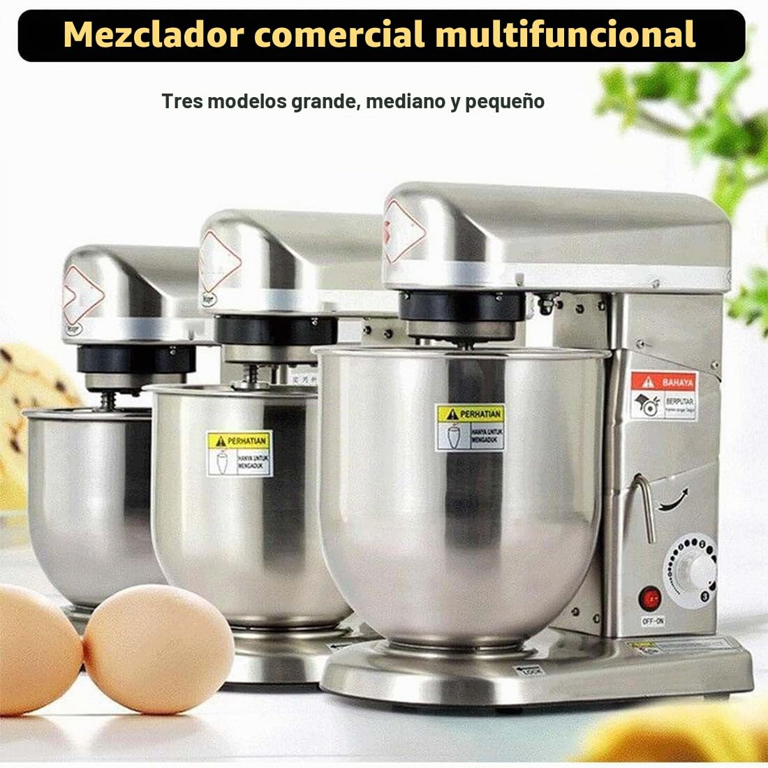 Amasadora profesional de 5 kg, batidora de pie eléctrica comercial, 1500 W, de acero inoxidable, para amasar harina, verduras y verduras con tazón inclinable a 90°.