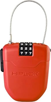 Hiplok FX Wearable Combination Cable Lock, Red