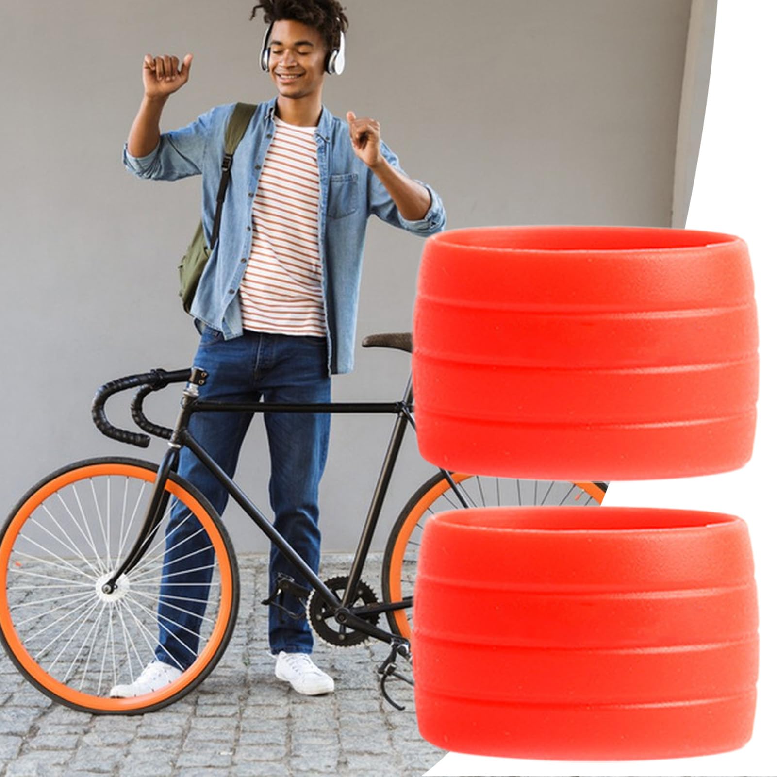 Ruban Guidon Vélo Antidérapant 200 Cm + Boucles Silicone Fixation Sangle - Noir