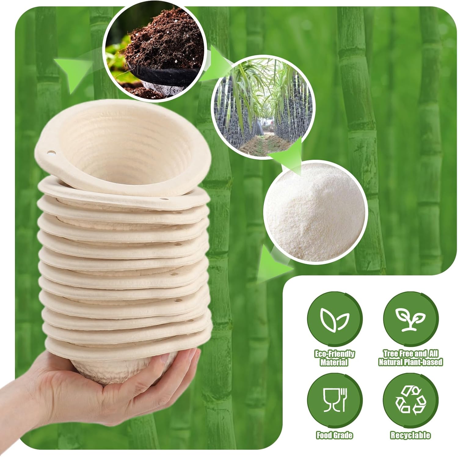 13cm/5inch Mini Sourdough Banneton Round Pulp Bread Proofing Basket Set 12 with Linen Liners Homemade Bread Baking Supplies
