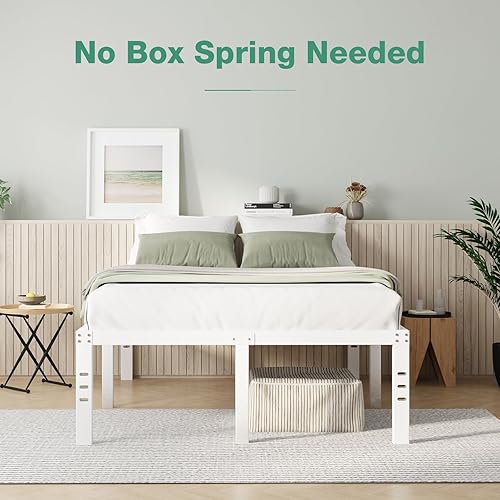 Miniatura 34 de Novilla - Base de cama matrimonial, plataforma de metal de 14 pulgadas, con espacio de almacenamiento debajo de la cama, soporte de listones de