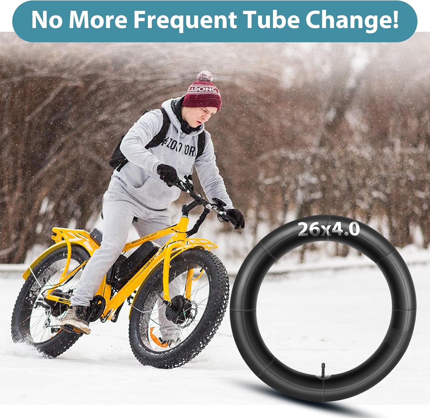 2 Pack 26 x 4.0 Fat Tire Tube Schrader Valve, Puncture Proof Bike Tubes for 26 x 4 Bicycle Tire, Butyl Rubber Inner Tube for EBike/Electric Bike/Mountain Bike